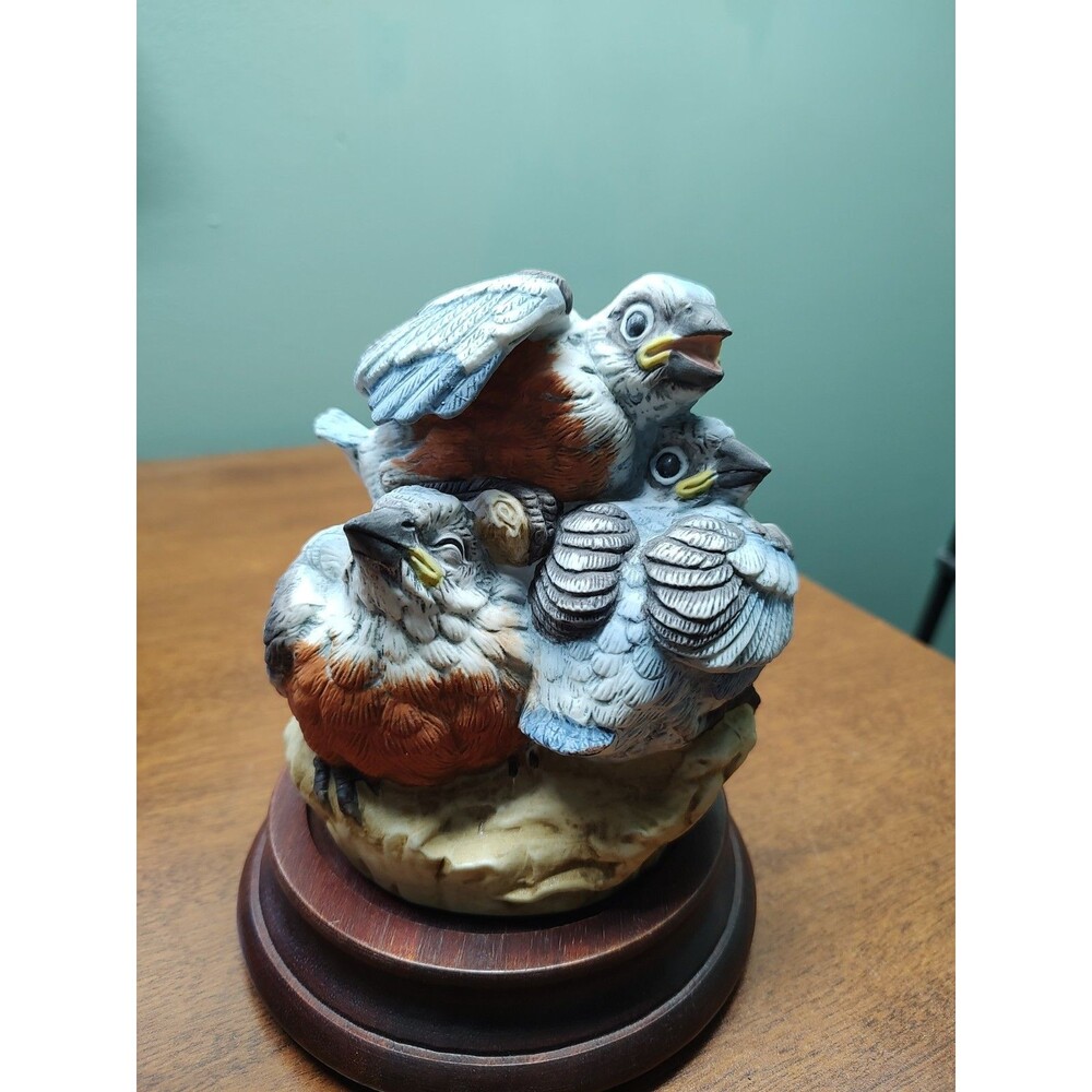 Vintage Andrea Baby Bluebirds Figurine by Sadek  Japan #5803  6" tall